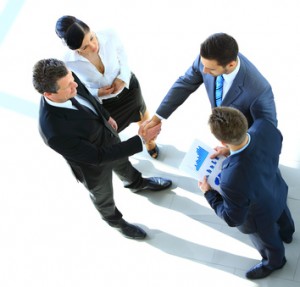 Top view of a successful business deal at office