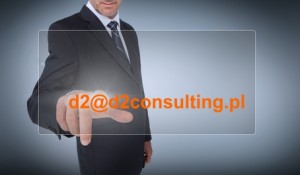 Businessman selecting a transparent screen on grey background